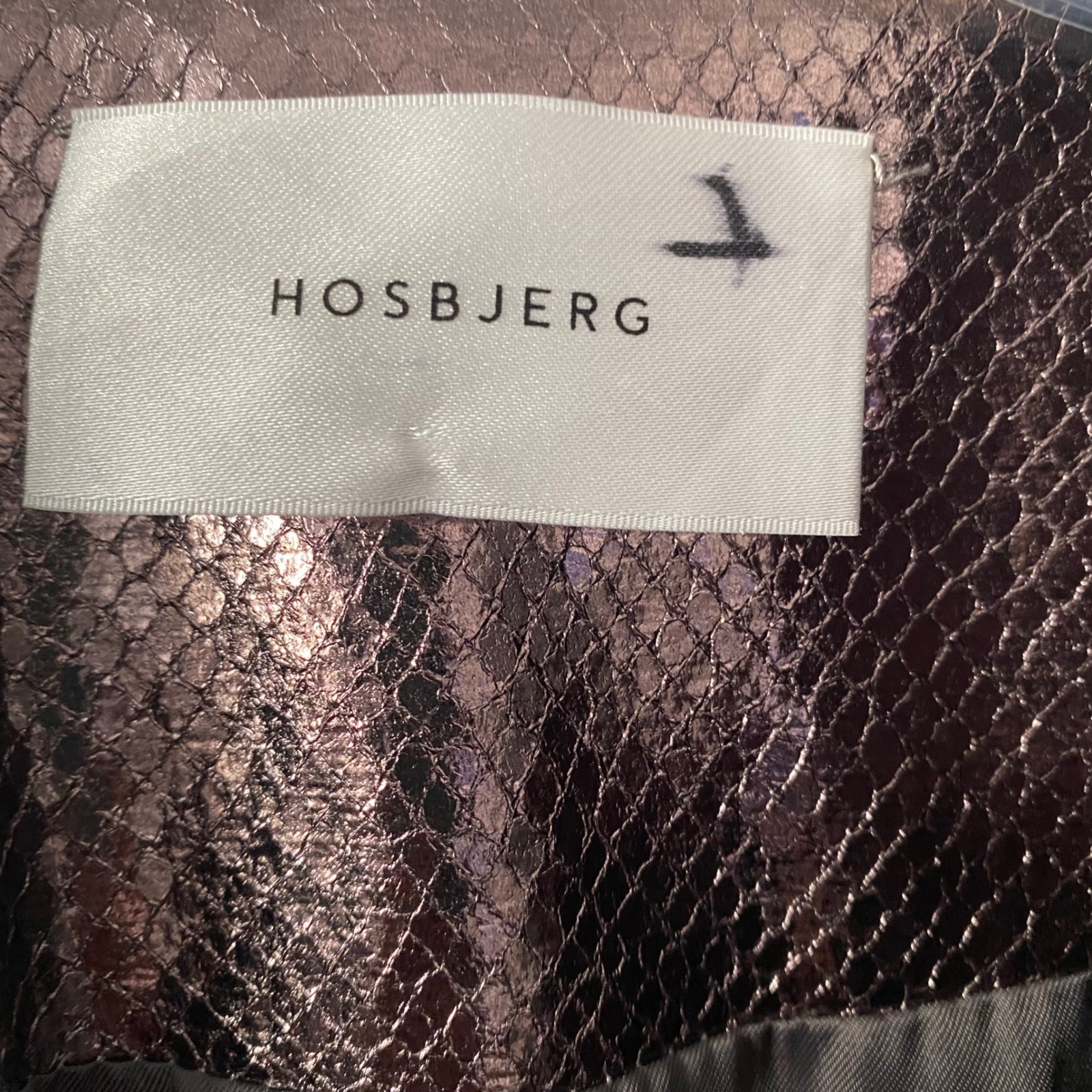 Nwot Hosbjerg Lucy Metallic Coat Womens Sz Small Rose Gold Snake Print Trench — image 3 of 7